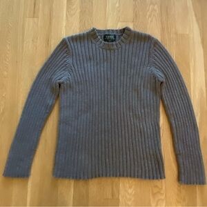 Lauren Ralph Lauren Womens Gray Crew Neck Cotton Sweater / Ribbed Knit / Size L